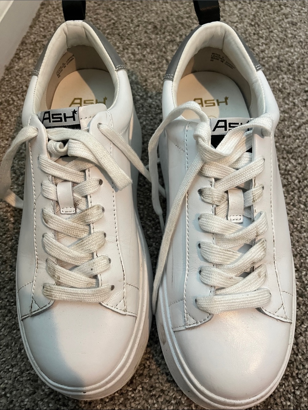 Ash White Platform Lace-Up Sneakers **needs cleaning** size 40 - Picture 5 of 6